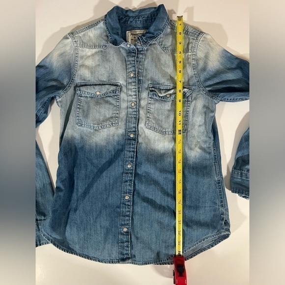 Abercrombie&Fitch bleach blue LS denim snap western shirt sz S rodeo festival - Picture 8 of 8